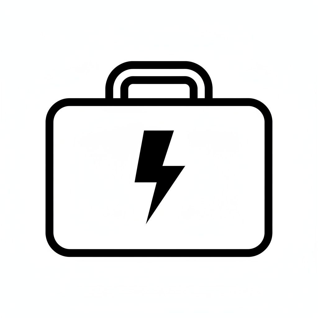 Portable Power Advisor logo — white briefcase icon with a lightning bolt
